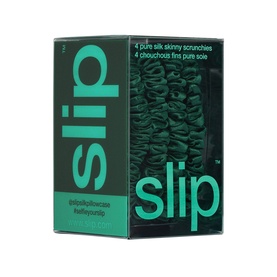 Pure Silk Skinny Scrunchies - Green
