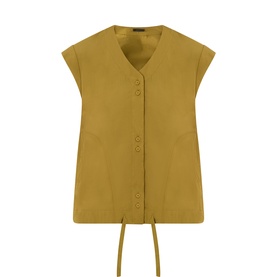 Drawstring Solid Blouse