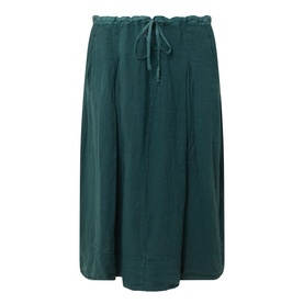 Transit petrol midi skirt in linen blend, elasticated drawstring waistband, relaxed wide-leg silhouette