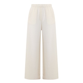 Transit sand wide-leg trousers with elasticated waist, in cotton lyocell viscose blend