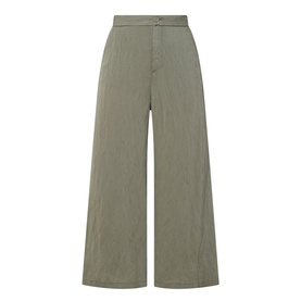 Transit Textured Wide Leg Trousers in green, wide-leg silhouette with button and fly zip fastening, side pockets, crinkled texture fabric