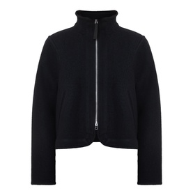 Annette Gortz black cotton jacket with funnel neck, zip fastening, and cropped silhouette