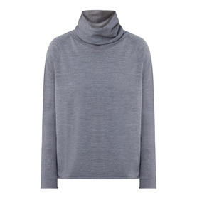 Annette Gortz merino wool turtleneck top in grey melange with cowl neck and long sleeves