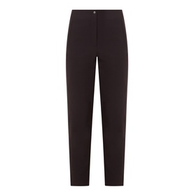 Annette Gortz cocoa cotton trousers with high waist, straight leg, and single button fastening