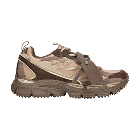 Off-White Dump trainer in brown, mixed materials with chunky ridged sole and branded arrow detail