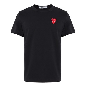 Comme Des Gar&ccedil;ons Play black cotton T-shirt with red double heart logo patch on chest