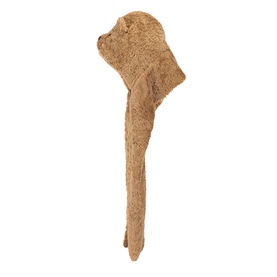 Jellycat brown plush dog-shaped hat with textured fur finish, shown as a flat lay highlighting the character silhouette