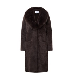 Patch Pocket Faux Fur Knitted Coat