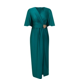 Satin Ruched Wrap Dress