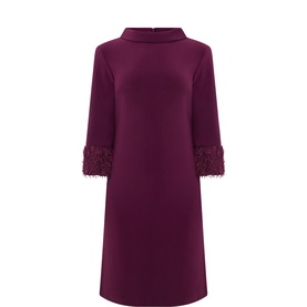 Feather-Trim Mini Shift Dress