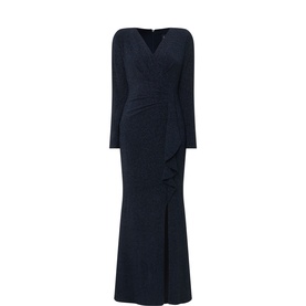 Metallic Wrap Gown Dress