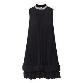 Embellished Pleated Mini Dress