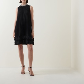 Embellished Pleated Mini Dress