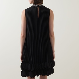 Embellished Pleated Mini Dress