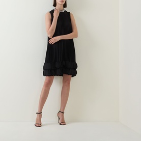 Embellished Pleated Mini Dress
