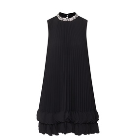 Embellished Pleated Mini Dress