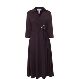 Herringbone Buckle Flared Dress