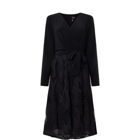 Semi-Sheer Textured Wrap Dress