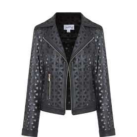 Cut-Out Faux Leather Jacket