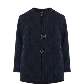 Collarless Jacquard Jacket