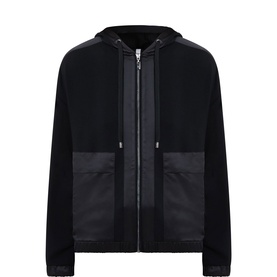 Zip-Up Satin-Trim Hoodie