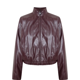 Faux Leather Bomber Jacket