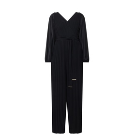 Pleated Wide Leg Wrap Jumpsuit