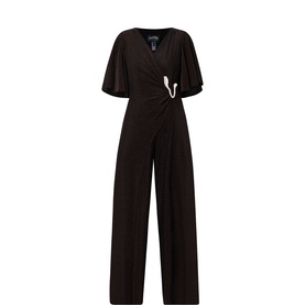 Sparkle-Knit Wrap Jumpsuit