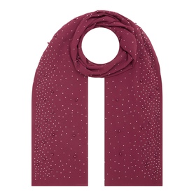 Joseph Ribkoff Beaded Oblong Scarf in Berry Burst, with scattered rhinestone and bead embellishment throughout