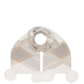Pom Pom Embellished Knitted Scarf