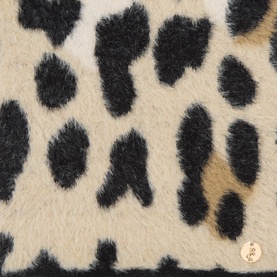 Joseph Ribkoff scarf in camel/multi animal print, featuring black leopard spots on a textured faux-fur style fabric