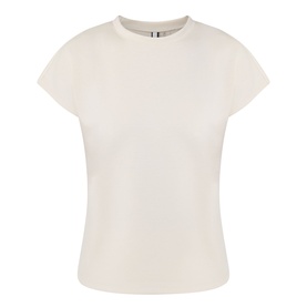 Joseph Ribkoff Relaxed Scuba Top in Birch, short sleeves, crew neck, straight hem, relaxed fit