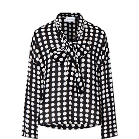 Printed Pussy-Bow Blouse