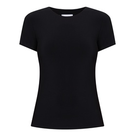 Joseph Ribkoff Solid Fitted T-Shirt in black, crew neck, short sleeves, straight hem, smooth finish, no model