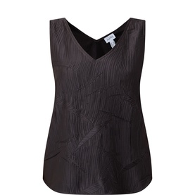 Joseph Ribkoff Pliss&eacute; Textured Tank Top in Mocha with V-neckline, wide straps, curved hem, and pliss&eacute; textured finish