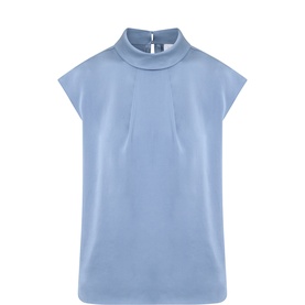 Pleated Turtleneck Blouse