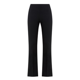 Joseph Ribkoff black flared trousers with front seam detail, slim fit through hip, 95% polyester stretch fabric