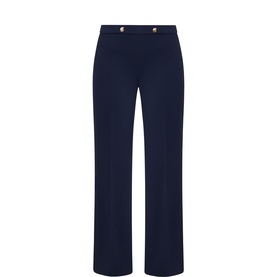 Crepe Button-Detail Wide Leg Trousers