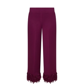 Feather-Trim Cropped Trousers