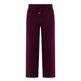 Joseph Ribkoff Brushed Knit Track Pants in Elderberry, straight-cut legs, elasticated drawstring waist with logo disc detail