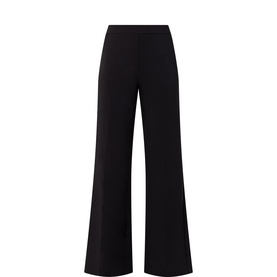 Joseph Ribkoff black wide-leg trousers in polyester-spandex blend with elasticated waistband and flared hem