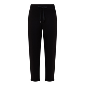 Joseph Ribkoff black tapered trousers with drawstring waist and turned-up cuffs, viscose blend fabric