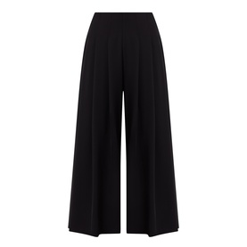 Joseph Ribkoff black wide-leg culottes with high waist, front pleats, and cropped flared silhouette in polyester-spandex blend