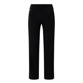 Joseph Ribkoff black straight-leg trousers with fold-over waistband and small zip detail, 95% polyester blend