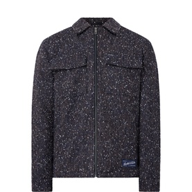 Scotch & Soda dark blue speckled casual jacket with zip fastening, chest pockets, and branded patch detail