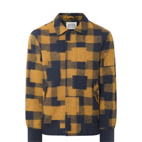 Check Print Flannel Bomber Jacket