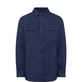 Scotch & Soda dark blue denim casual shirt with two chest pockets and button-front fastening, 100% cotton