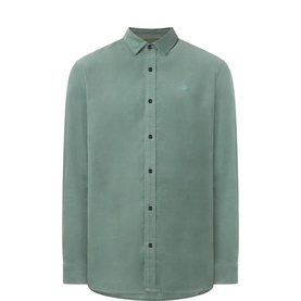 Scotch & Soda dark green cotton casual shirt with button-front placket, long sleeves, and small chest logo embroidery