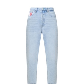 Flag Logo Cropped Mom Jeans