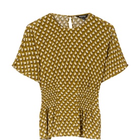 Ikat Spot Shirred Blouse